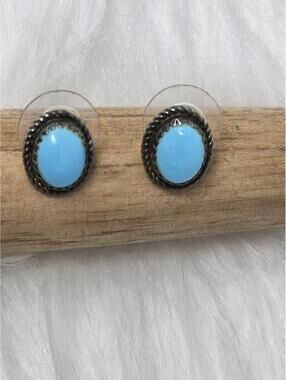 Native American Sterling Turquoise Stud Earrings